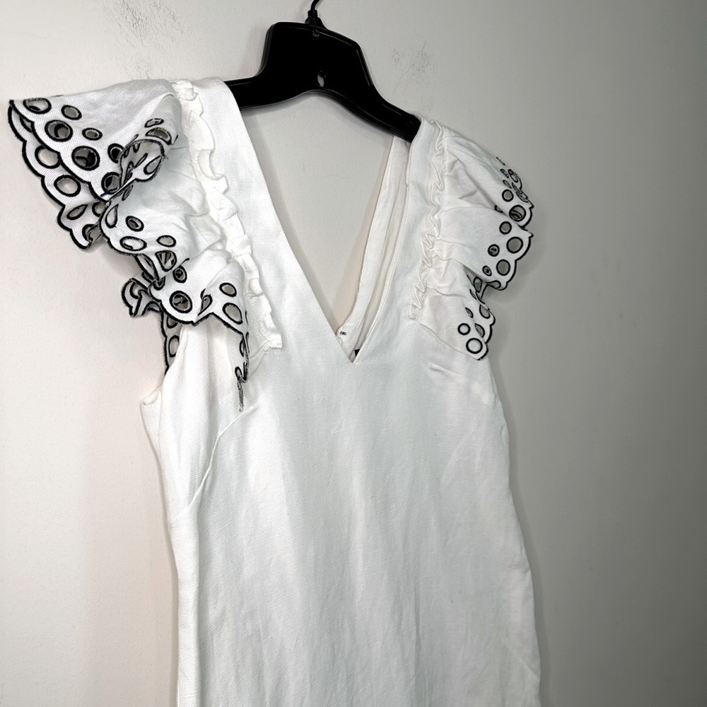 J. Crew Collection White Eyelet Flutter Sleeve Linen
Sheath Dress Size 2 - Picture 8 of 15